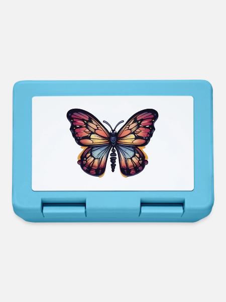 Bunter Schmetterling - Brotdose - Saphirblau