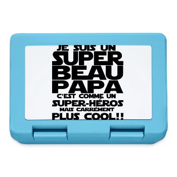 c'est comme un super-héros(beau papa) - Boîte à goûter - bleu saphir - Devant