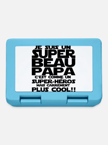 c'est comme un super-héros(beau papa) - Boîte à goûter - bleu saphir