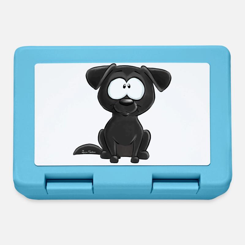 Schwarzer Labrador - Brotdose - Saphirblau
