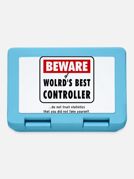 Beware of World‘s best CONTROLLER, Controlling - Brotdose - Saphirblau