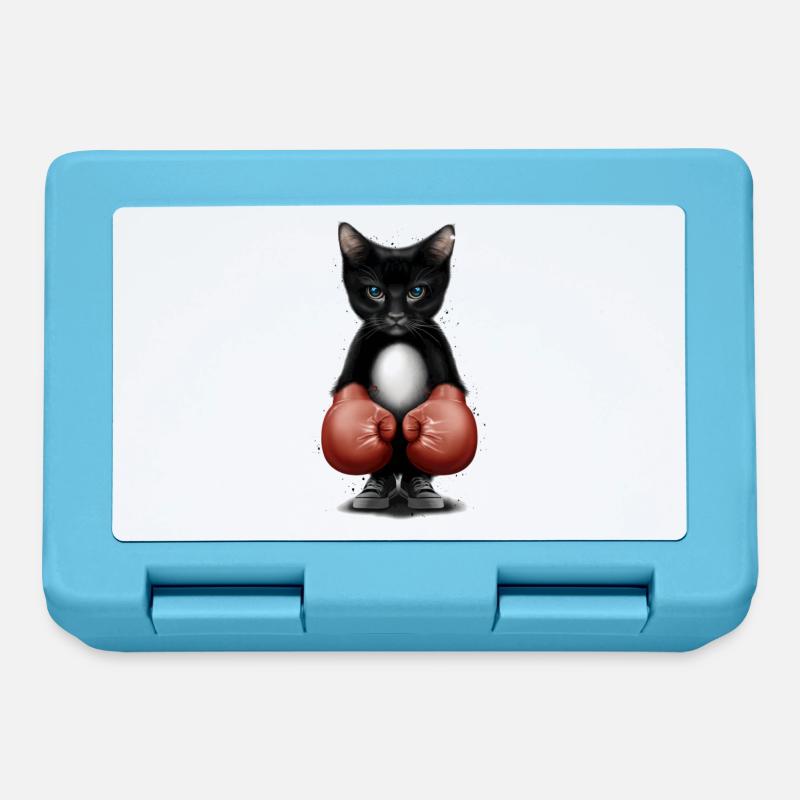 Petit chat avec d'adorables gants de boxe - Boîte à goûter - bleu saphir
