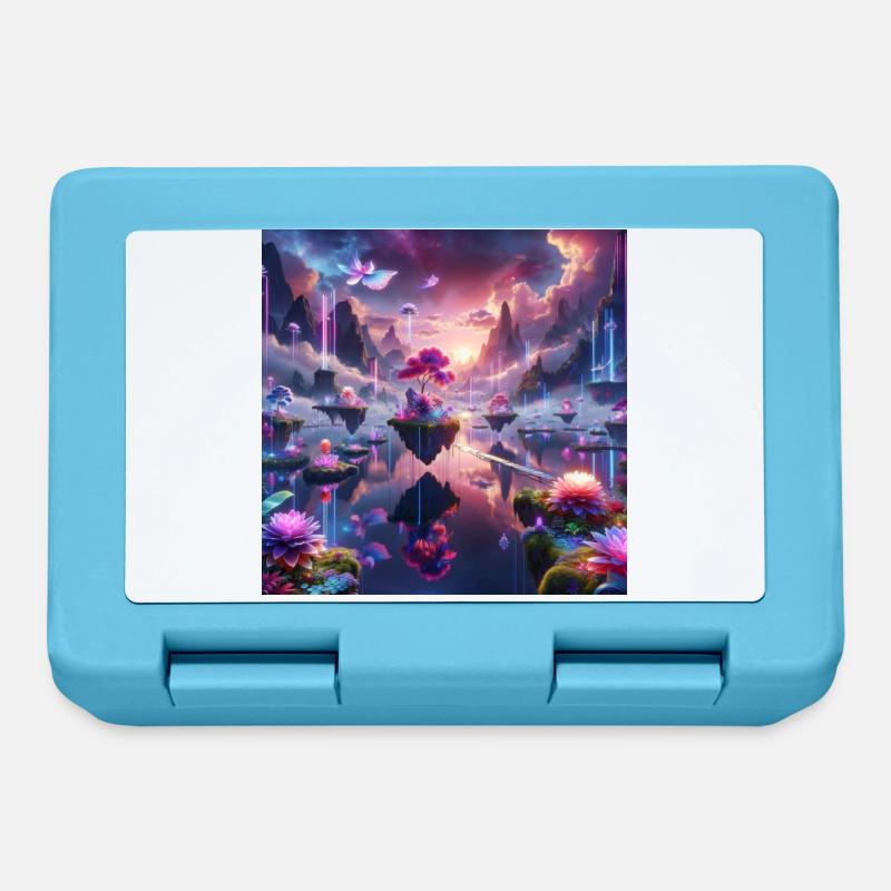 Surreal Dreamscape: Neon Waters - Lunchbox - sapphire blue