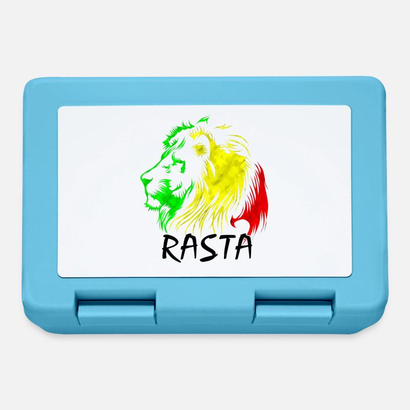 Lion rasta : style vert-jaune-rouge - Boîte à goûter - bleu saphir