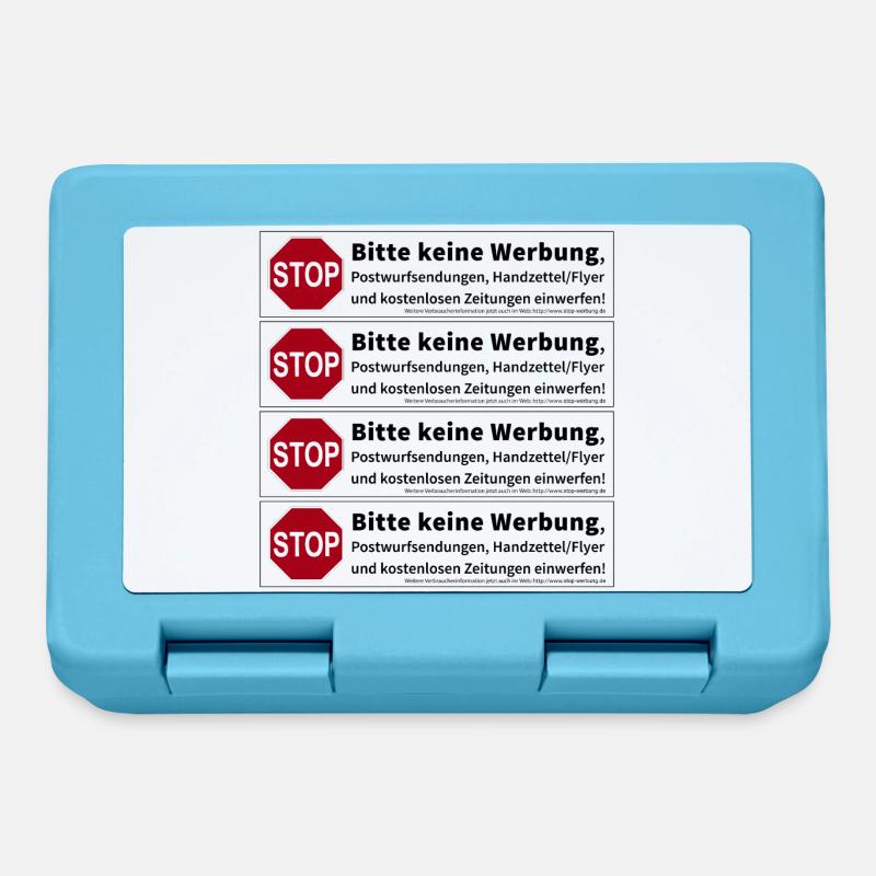 4 x Stop Bitte keine Werbung Sticker - Brotdose - Saphirblau