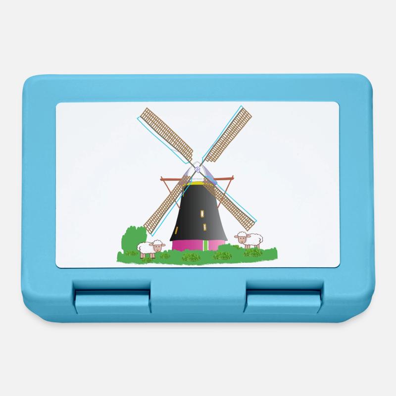 Windmühle mit Schafen - Brotdose - Saphirblau