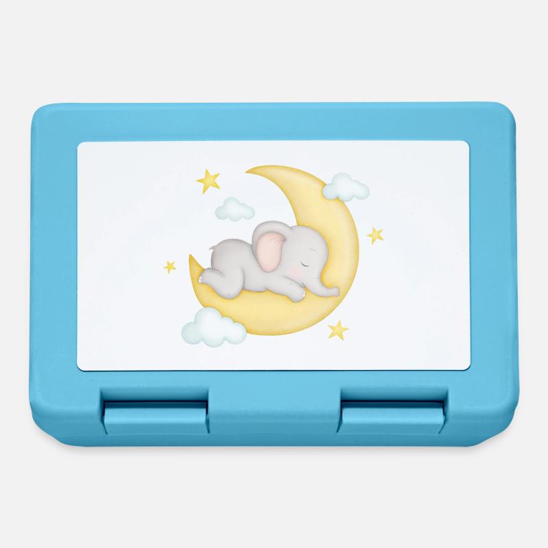 petit éléphant mignon dort sur la lune - Boîte à goûter - bleu saphir
