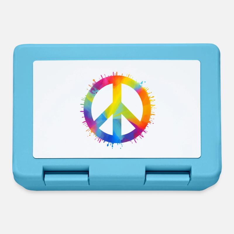 Regenbogen Peace - Brotdose - Saphirblau