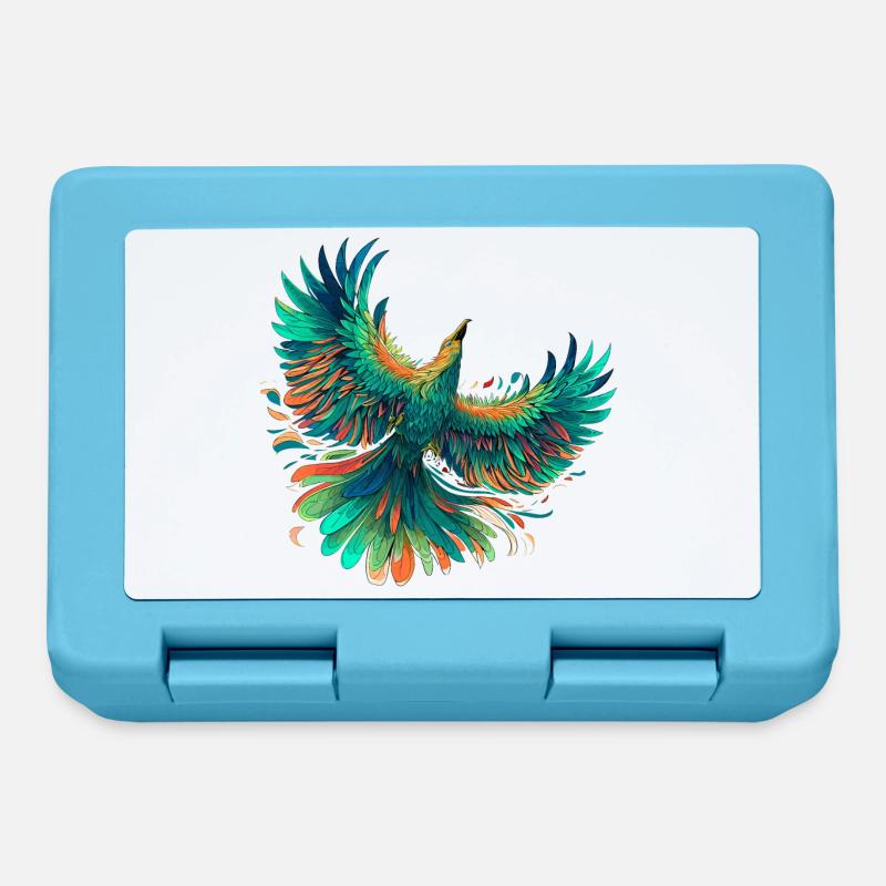 Lebendiges Phönix-Federflugdesign - Brotdose - Saphirblau