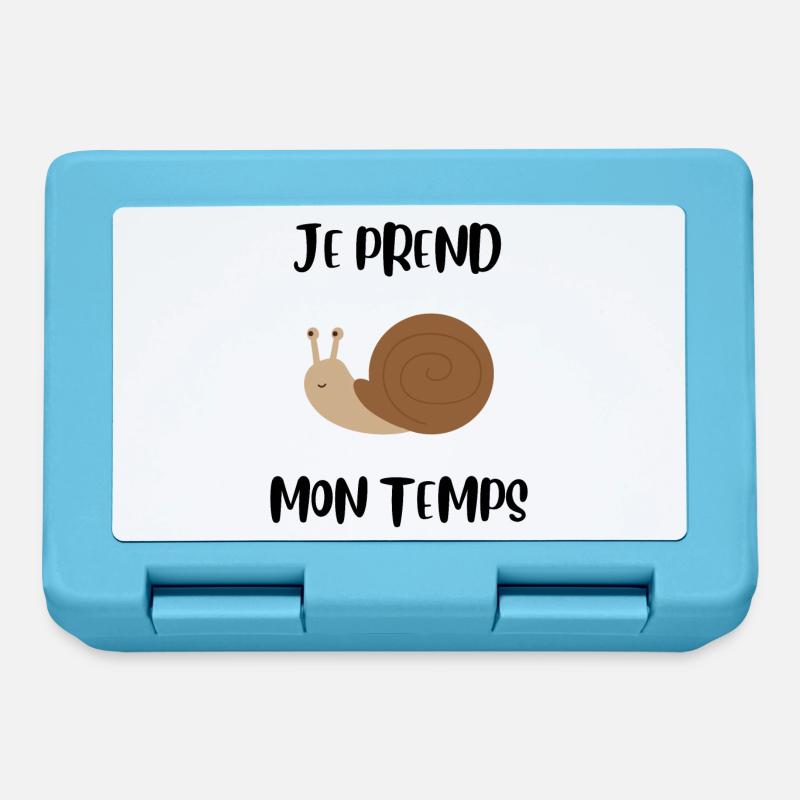 Je prend mon temps comme un escargot - Boîte à goûter - bleu saphir