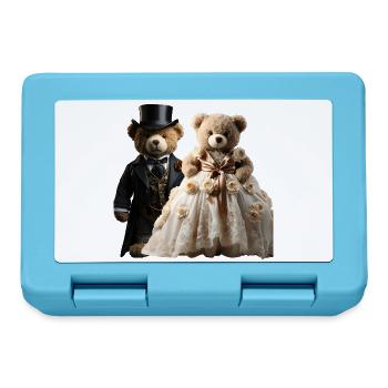 Two happy newlywed bears - Lunchbox - sapphire blue - Front