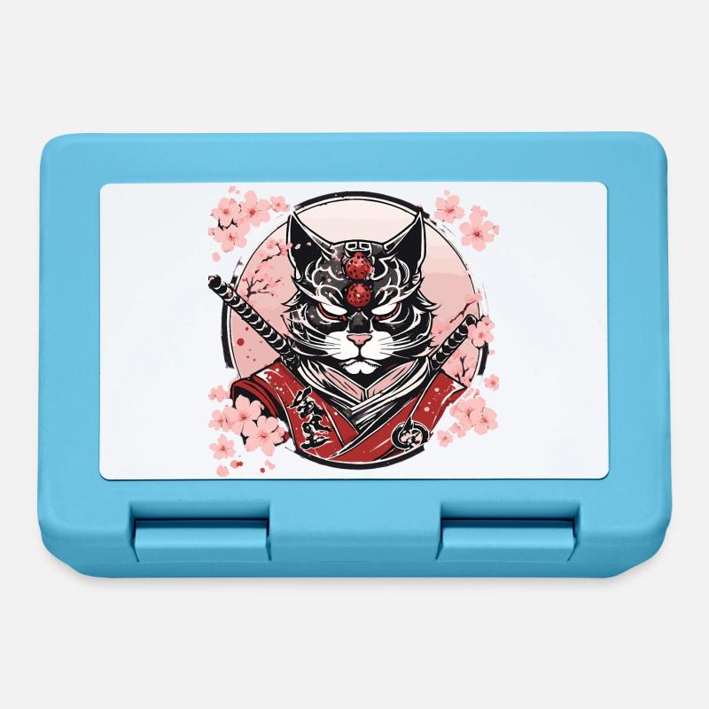 Démoniaque Kawaii Neko Samurai : chat samouraï - Boîte à goûter - bleu saphir