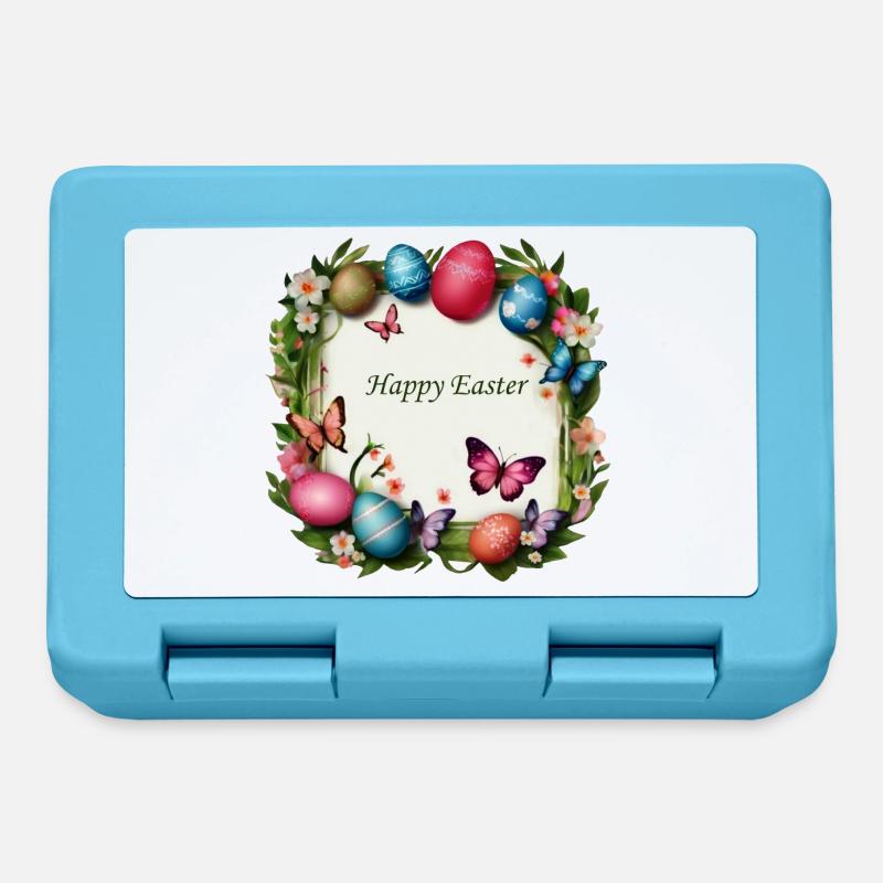Easter Wreath - Happy Easter - Lunchbox - sapphire blue