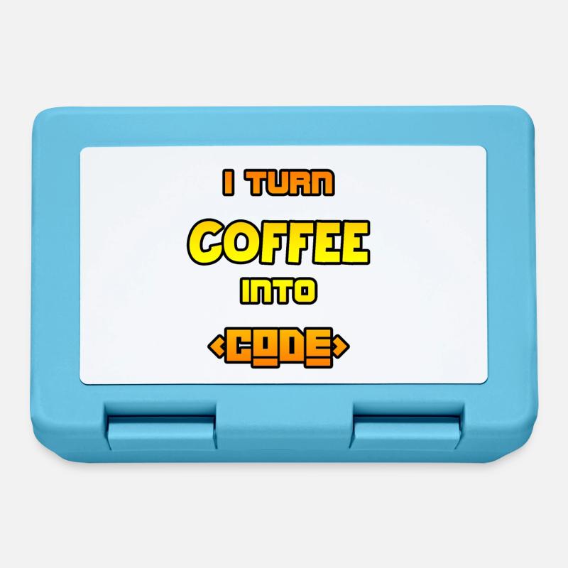 I turn coffee into code - Lunchbox - sapphire blue