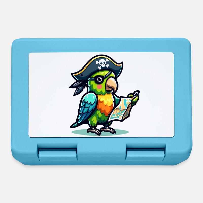 Perroquet pirate : Boucanier ailé de la carte - Boîte à goûter - bleu saphir
