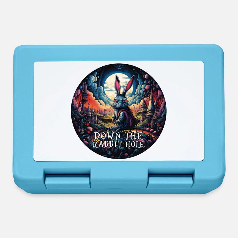 Rabbit Alice in Wonderland Down the rabbit hole - Lunchbox - sapphire blue
