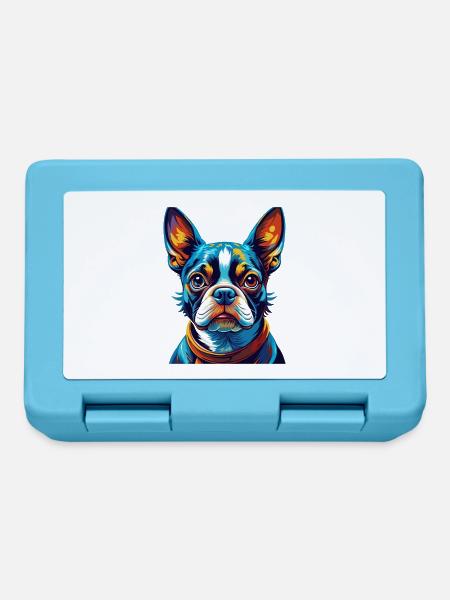 Boston Terrier Hunderasse Bunte Karikatur Kawaii - Brotdose - Saphirblau