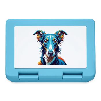 Lévrier polonais Chien race Coloré Dessin animé Kawaii - Boîte à goûter - bleu saphir - Devant