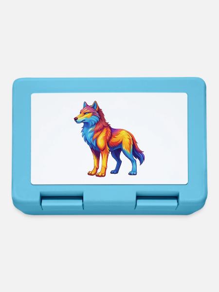 Arctic Wolf Bunte Kawaii Zeichentrickfigur - Brotdose - Saphirblau