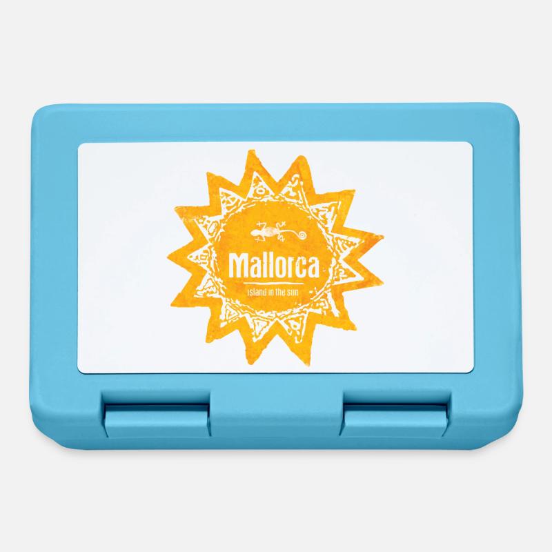Mallorca Sonnenlogo mit Gecko und Sonne - Brotdose - Saphirblau