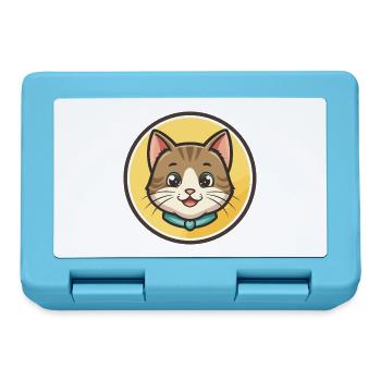 Chat Kawaii Dessin Animé Personnage Animal Animal Visage - Boîte à goûter - bleu saphir - Devant