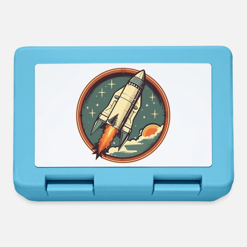 Fusée Rétro - Fusée Spatiale - Boîte à goûter - bleu saphir