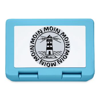 Moin Moin Leuchtturm – Maritimes Küsten Design - Brotdose - Saphirblau - Vorne