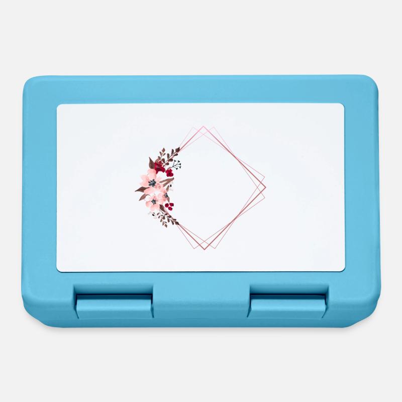 Flowers in Rectangular Frame / Pink Tones - Lunchbox - sapphire blue