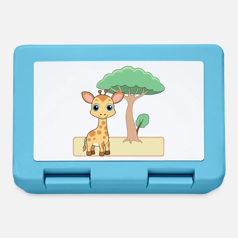 Bébé girafe mignonne près d’un arbre (v02) - Boîte à goûter - bleu saphir