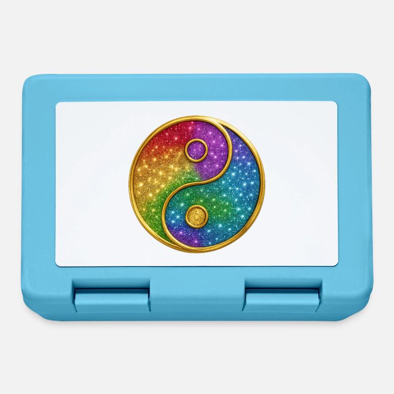 Regenbogen-Yin-Yang mit funkelnden Sternen - Brotdose - Saphirblau