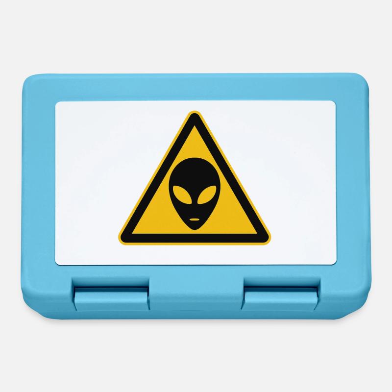 Warnschild Alien Motiv - Brotdose - Saphirblau