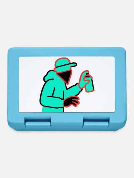 Neon Graffiti Sprayer - Brotdose - Saphirblau