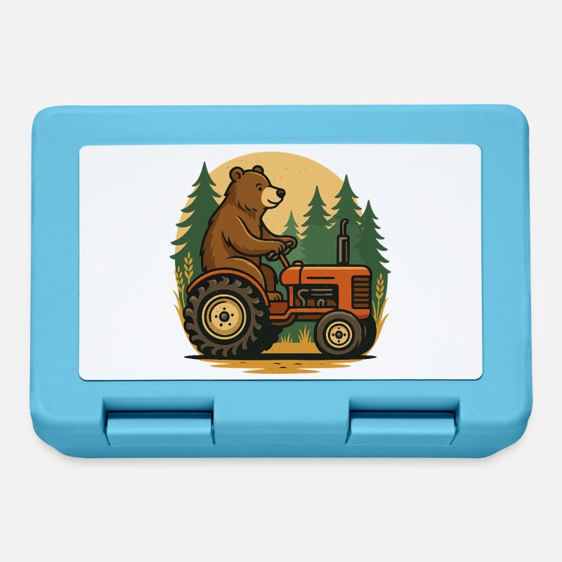 Bärenfarmer im Traktor - Brotdose - Saphirblau