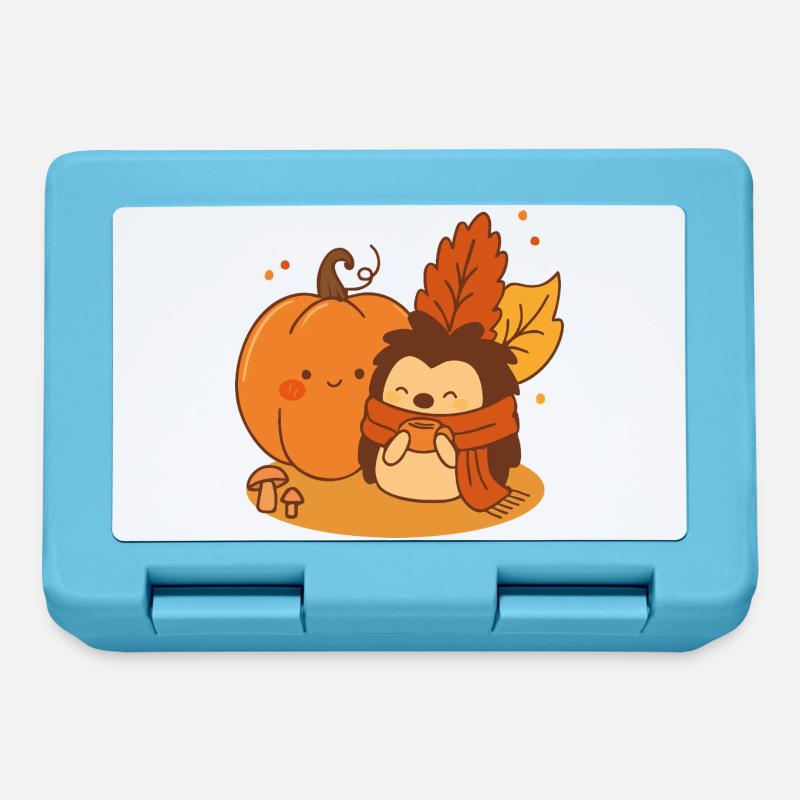 Câlins d’automne – Hérisson et citrouille mignons - Boîte à goûter - bleu saphir