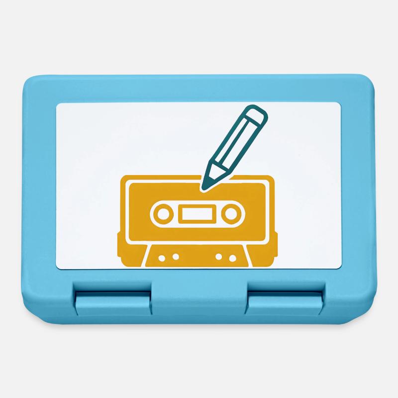 Cassette rétro au crayon - Boîte à goûter - bleu saphir