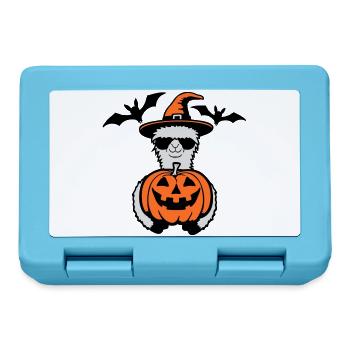 Lama Cool Halloween Kürbis Sonnenbrille Hexenhut - Brotdose - Saphirblau - Vorne
