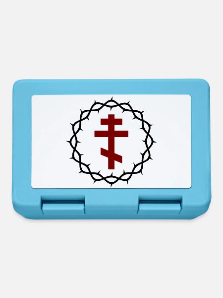 Orthodoxes Kreuz und Dornenkrone - Brotdose - Saphirblau