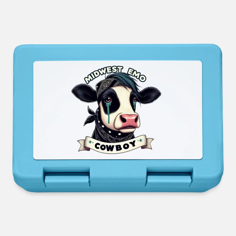 Midwest Emo Cowboy Cow Illustration - Boîte à goûter - bleu saphir