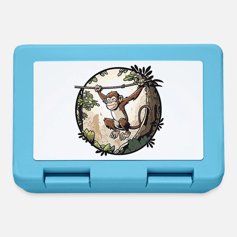 Singe de la jungle sur une corde - Boîte à goûter - bleu saphir