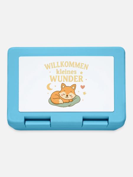 Fuchs Baby Geburt Geschenk Willkommen Wunder - Brotdose - Saphirblau