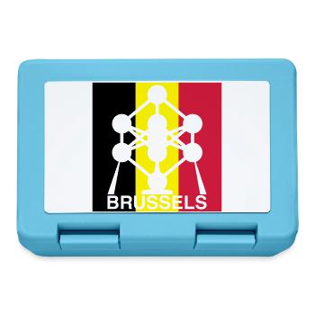 Brussels Atomium – Icône du Carré du Drapeau belge - Boîte à goûter - bleu saphir - Devant