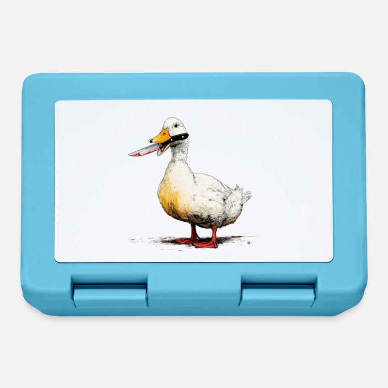 Duck with knife in its beak - Lunchbox - sapphire blue