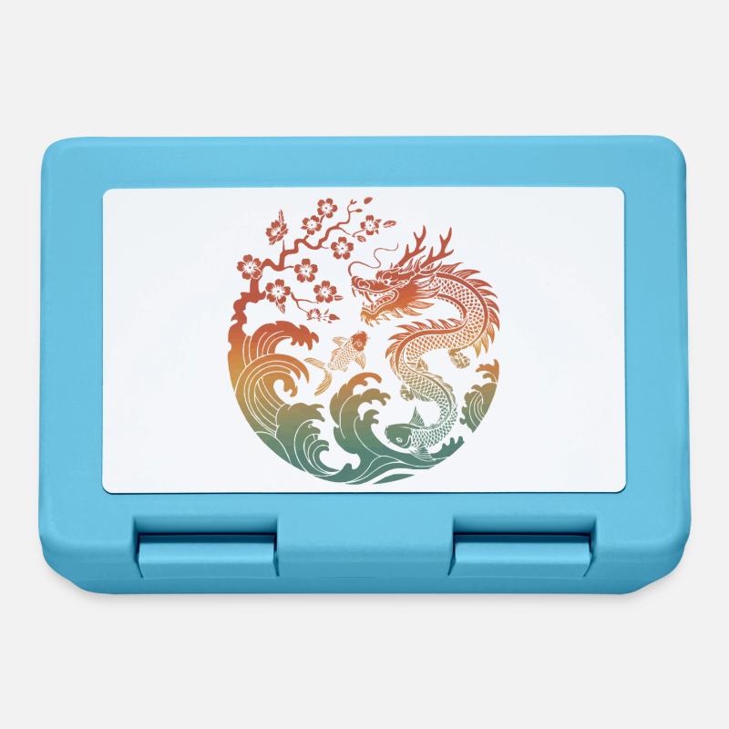 Conception du cercle Dragon & Koi - Boîte à goûter - bleu saphir