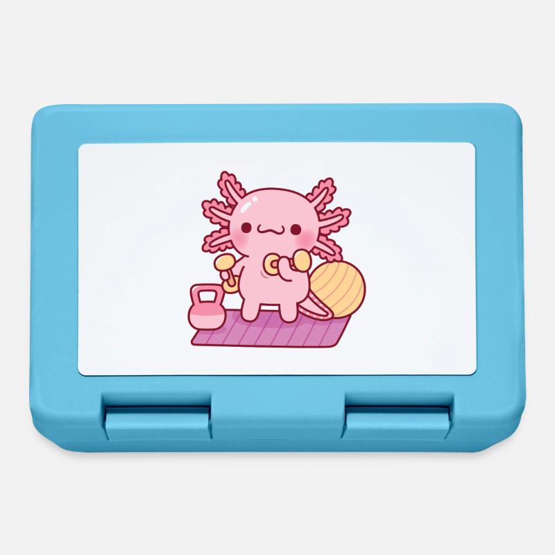 Entraînement mignon d’axolotl avec des haltères - Boîte à goûter - bleu saphir