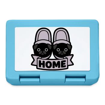Pug Slippers Home Banner - Lunchbox - sapphire blue - Front
