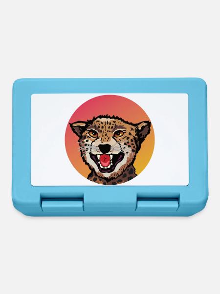 Farbenfrohes Leopard Design im Retro Look - Brotdose - Saphirblau