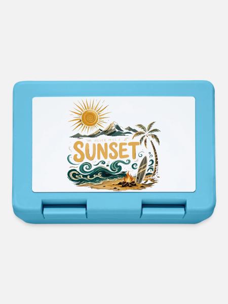 Sonnenuntergang am Strand Surf - Brotdose - Saphirblau
