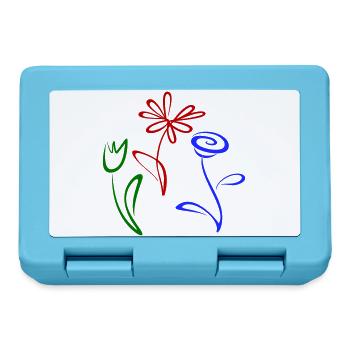 Three flowers - Lunchbox - sapphire blue - Front