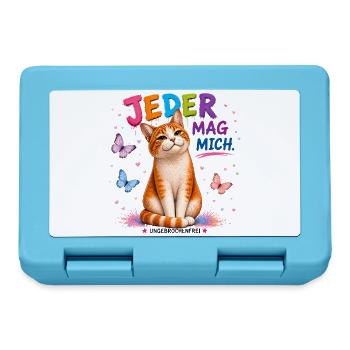 Jeder mag mich _ Katzenmotiv - Brotdose - Saphirblau - Vorne