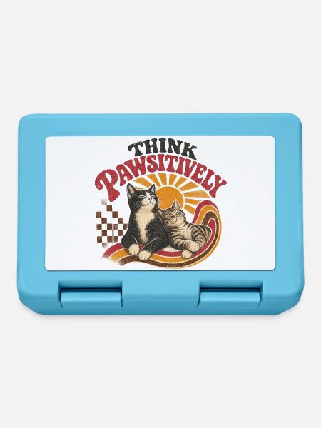 Think Pawsitively Denke Positiv Katzen Retro - Brotdose - Saphirblau
